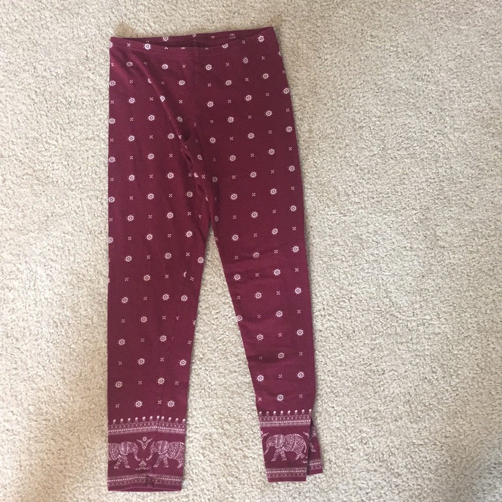 Old Navy red and white leggings with flowers